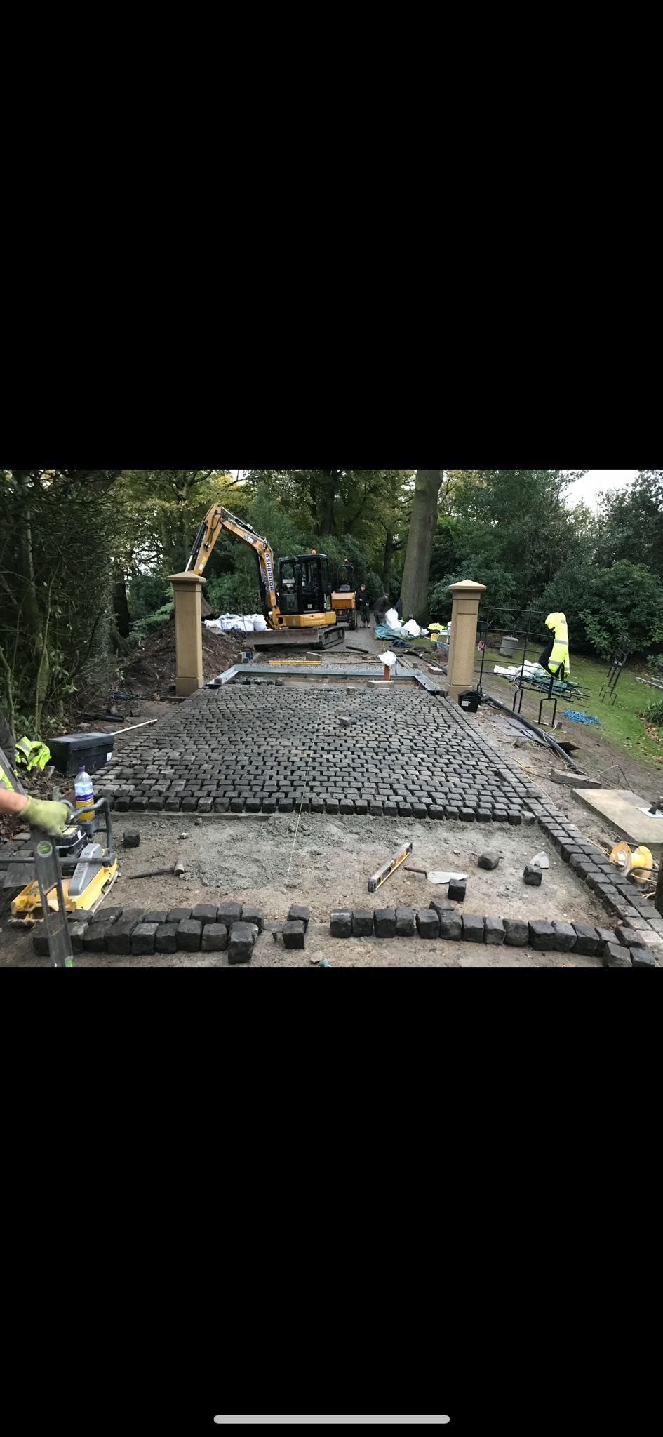Cobblestone driveway in progress